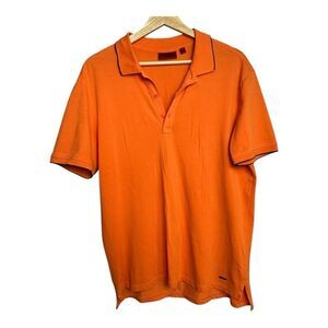 Hugo Boss Delorian Polo Shirt Men's L Orange  Cotton Blend Short Sleeve